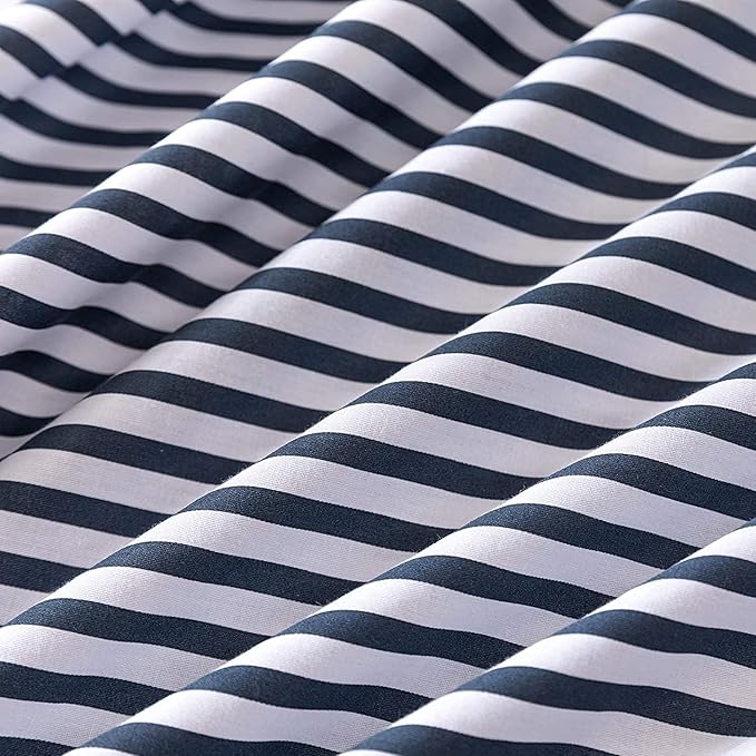 Washed Cotton Fitted Sheet Striped