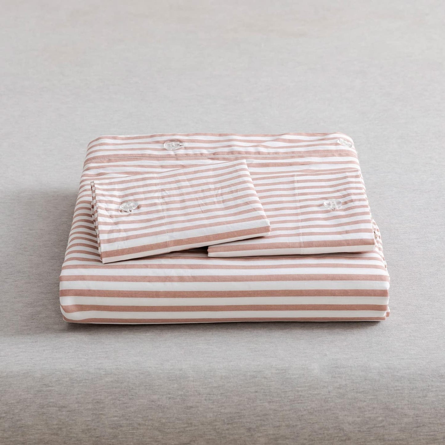 Washed Cotton Duvet Striped Cover Button