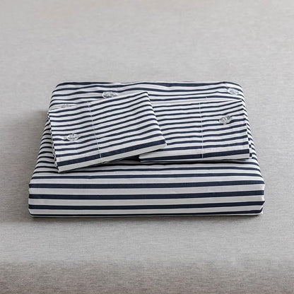 Washed Cotton Duvet Striped Cover Button